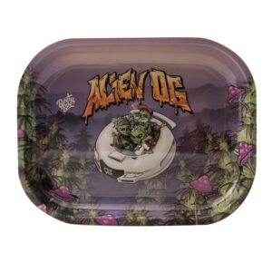 Best Buds Tin Box Rolling Tray With Storage Alien OG