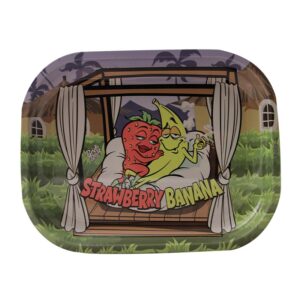 Best Buds Tin Box Rolling Tray With Storage Strawberry Banana