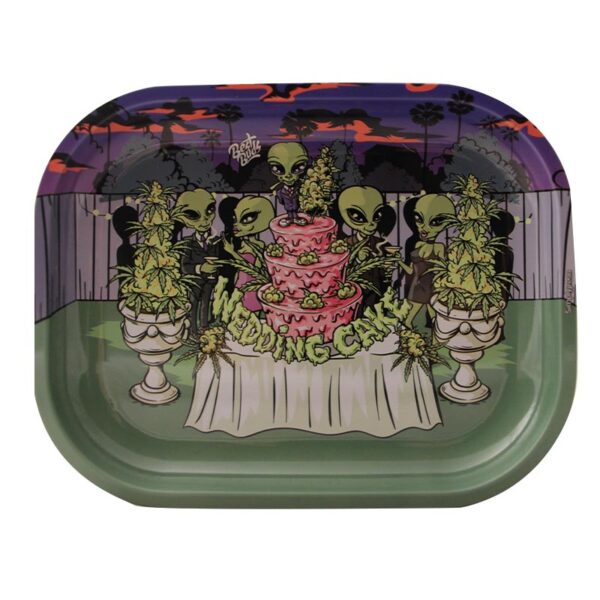 Best Buds Tin Box Rolling Tray With Storage Wedding Cake